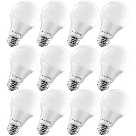 A19 LED Light Bulbs 9W (60W Equivalent) 800LM 3500K Natural White Dimmable E26 Base 12-Pack